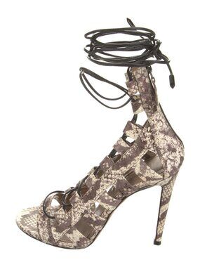 Aquazzura, Python Animal Print Gladiator Sandals | Size: 37.5